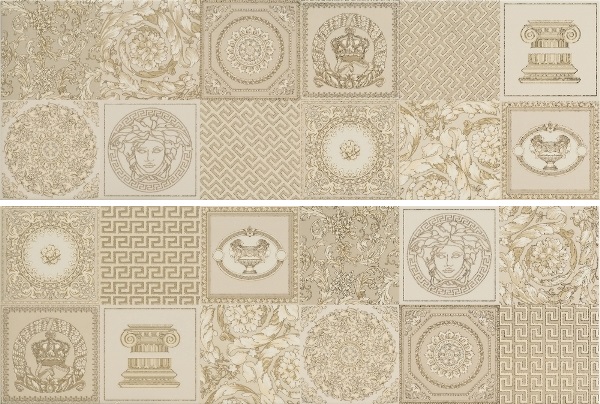68892 DECORATO CREMA PATCHWORK ORO mix 25x75 Versace (Gardenia Orchidea)