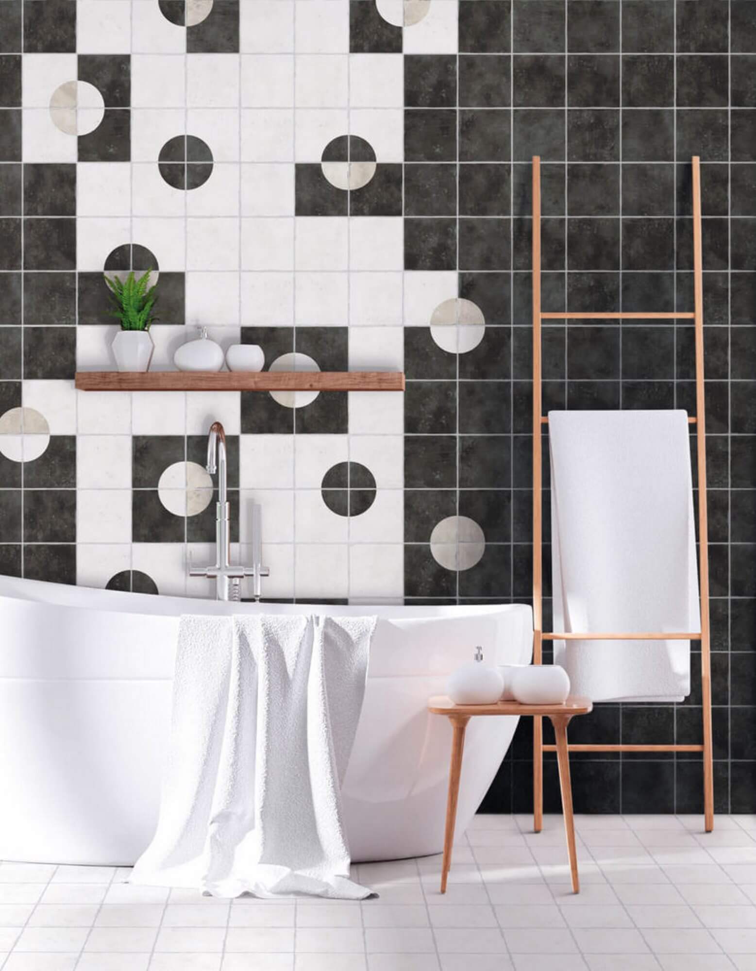Florentina Lilia White 15x15 Nanda Tiles