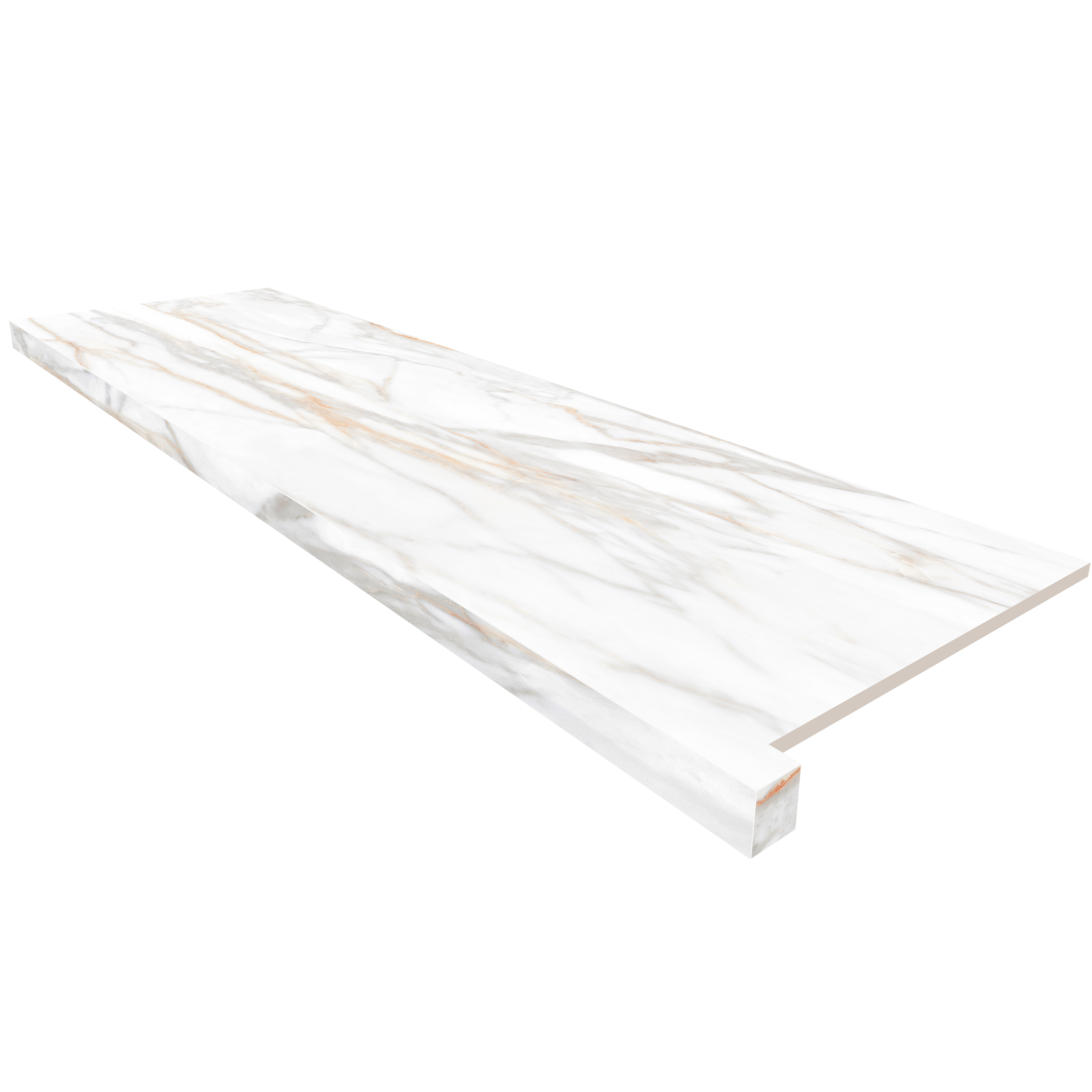 Подоконник угловой SM02 Supreme Gold Неполированный с боковым выступом (правый) 33х120 Ametis by Estima