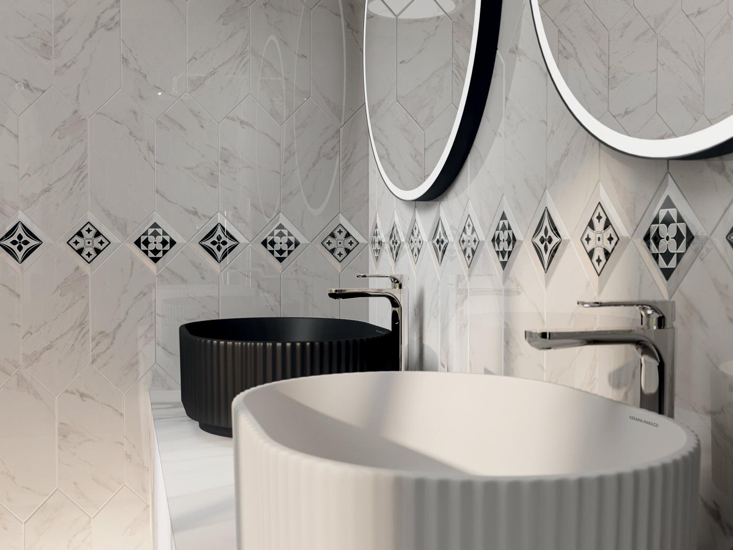 TOC006 Декор Келуш 3 грань черно-белый 9,8х9,8 Kerama Marazzi