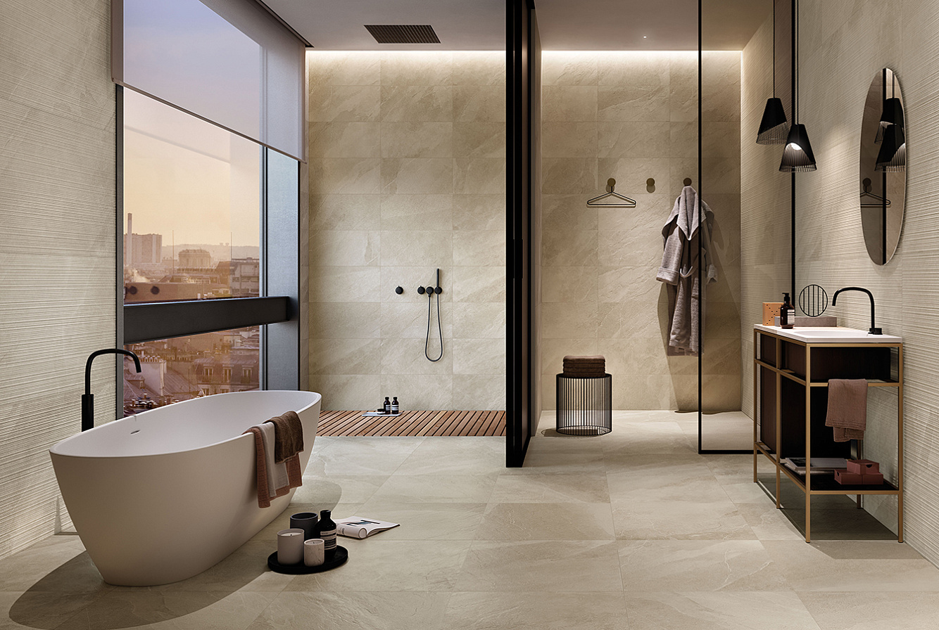 SL05BAR Shale Dark Ribbed Sq 60x120 Italgraniti