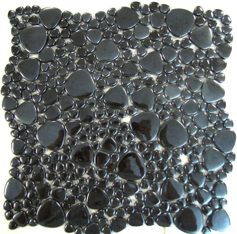 SCM-51045 Raindrop черный перламутровый гладкие камешки 30,5x30,5 Keramissimo
