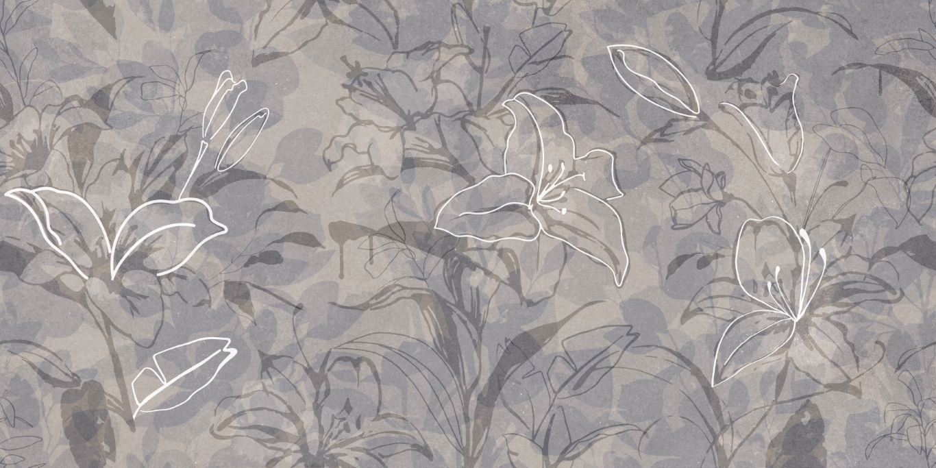 17551 Floresta цветы синий ректификат 60x120 Meissen