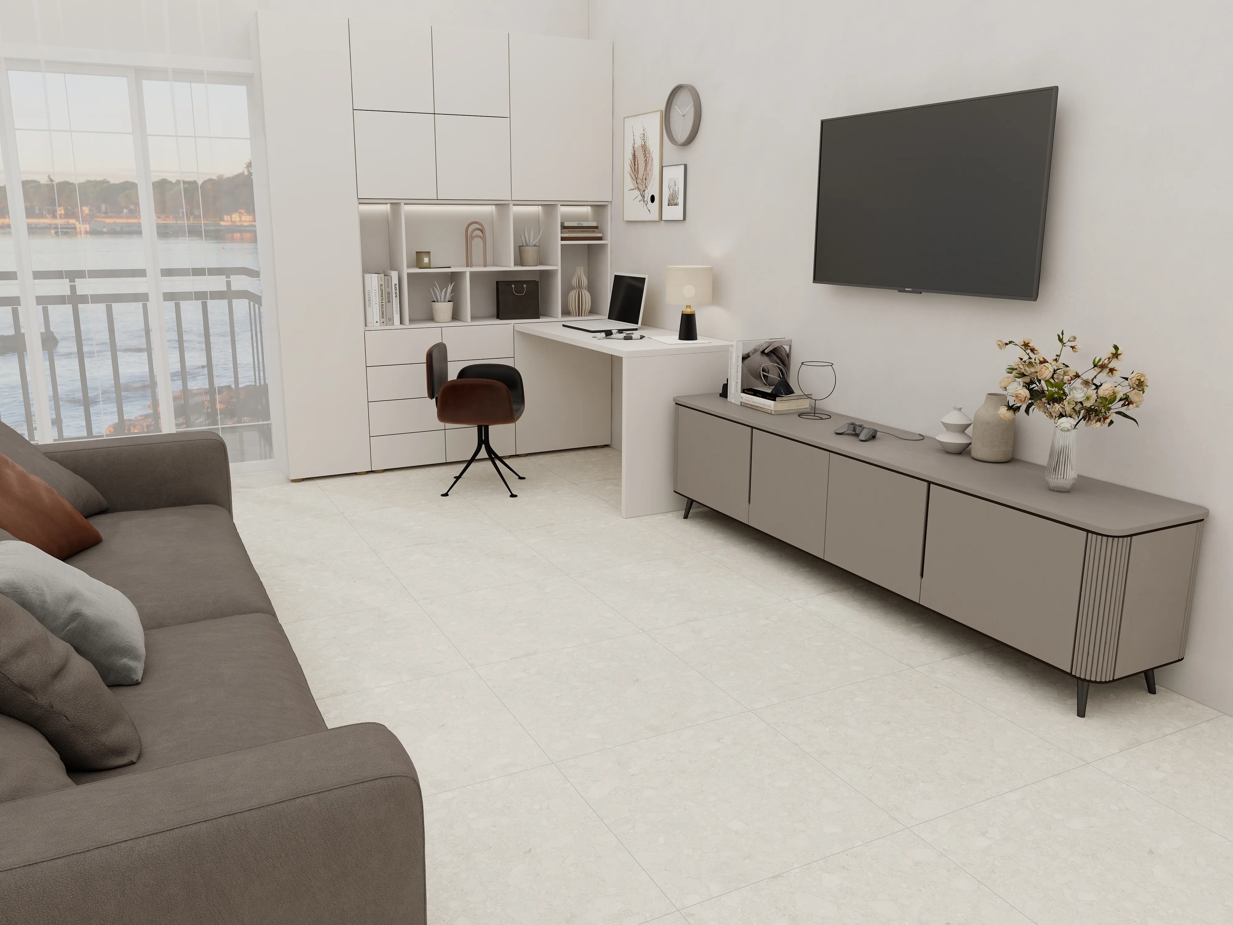 TZ0H60M01 Terrazzo Clay Carving рельеф 60x60 Duna фото 9