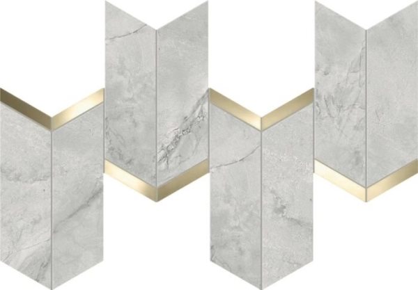 AF8Z Marvel Grey Cloud  Mosaico Chevron Lappato 19,2x46,3 Atlas Concorde