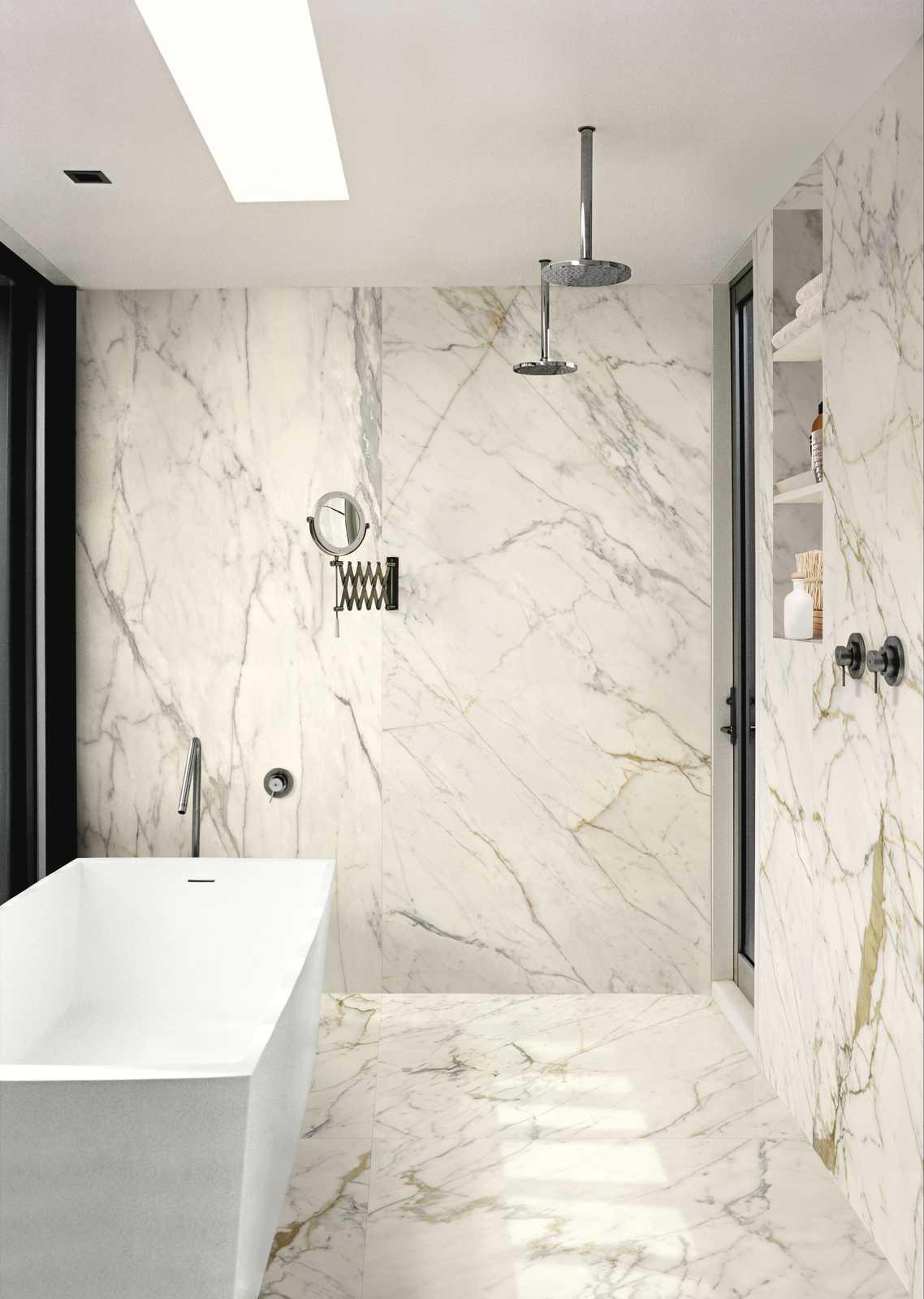 R6RL Maiora Marble Effect Calacatta Oro Glossy Rett 120x240 Ragno Marazzi