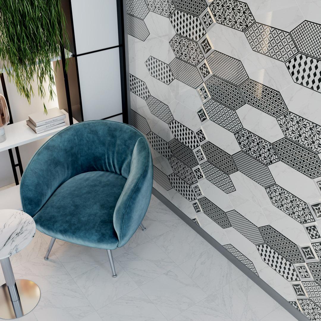 TOC006 Декор Келуш 3 грань черно-белый 9,8х9,8 Kerama Marazzi