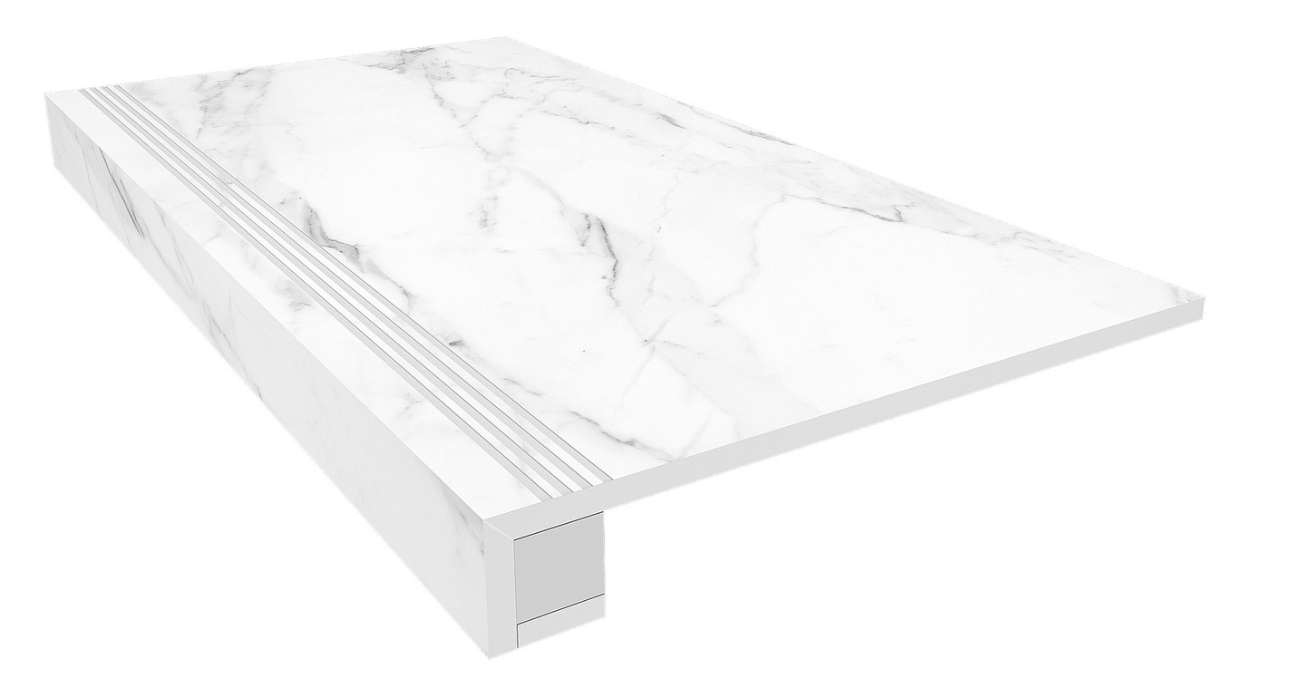 Комплект Ступень SM01 Supreme 33x120 неполированная с бортиком + Подступенок 14.5x120 Ametis by Estima