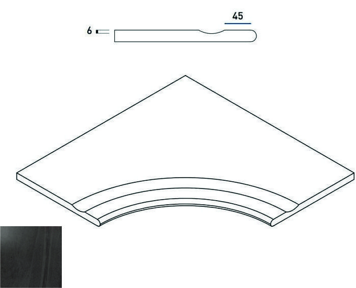 620090000224 CARBON BORDO SVASATO ANGOLARE ROUND 30 60x60 Italon