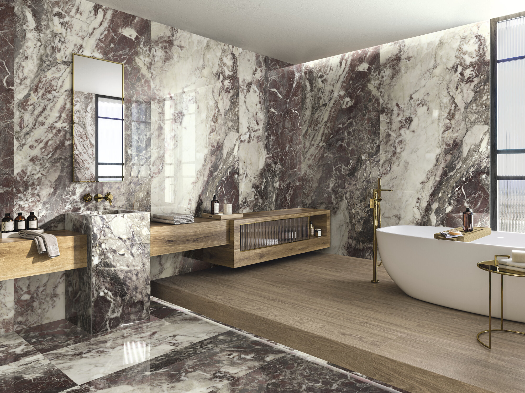 A040954 Breccia Viridi Pol Rect 60x120 Ape Ceramica