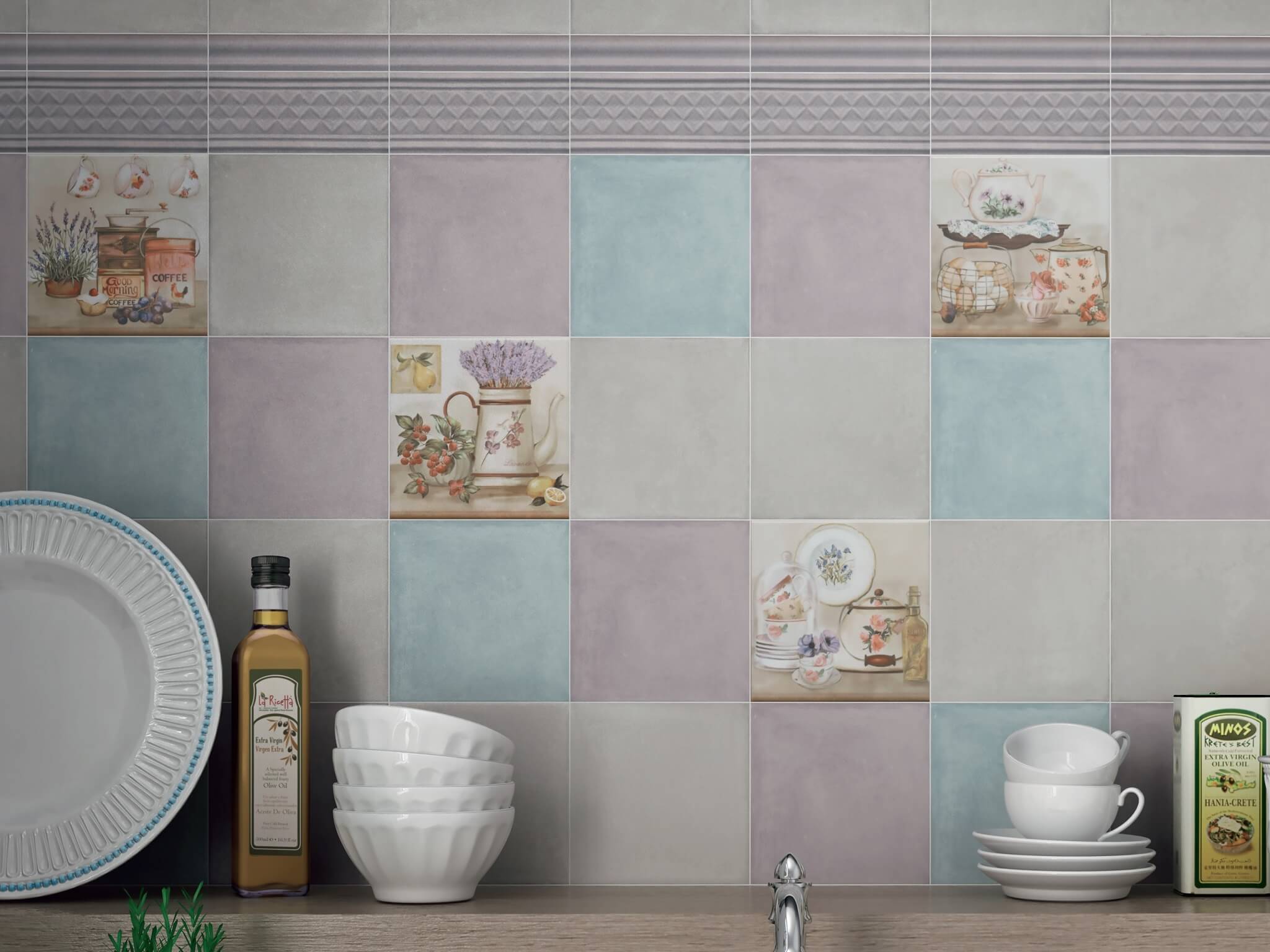 LAA005 Пикарди структура сиреневый бордюр 15*6.7 Kerama Marazzi
