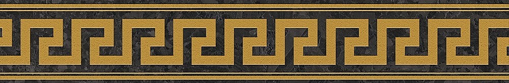 G0047270 Fascia Greca Nero/Oro Lap 9,8x60 Versace (Gardenia Orchidea)