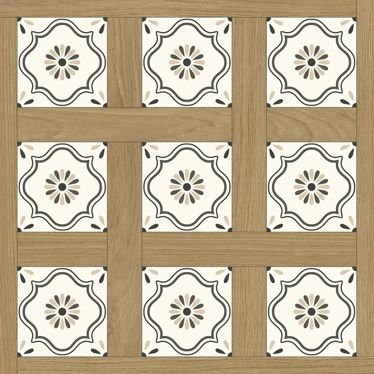 CR6060G0231R8 Паркет Шато Деко медовый матовый+гл. чернила 59,5х59,5 Ceradim