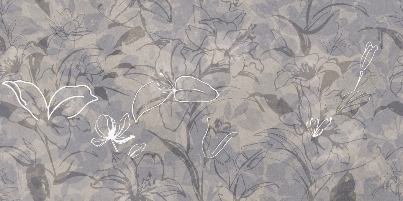17551 Floresta цветы синий ректификат 60x120 Meissen