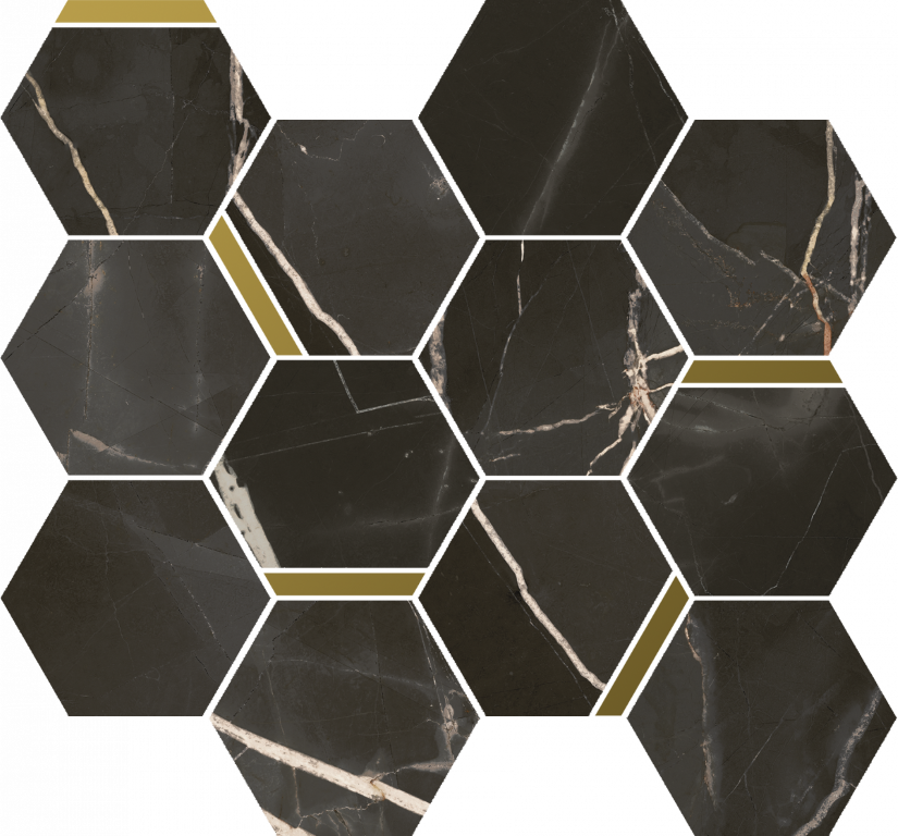 620110000226 Stellaris Absolut Black Mosaico Chic Nat 28.3x32.8 Italon