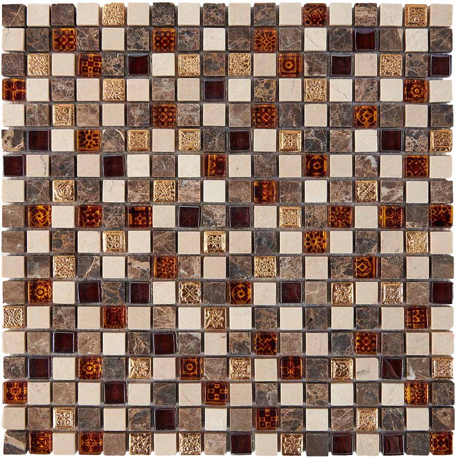 PIX721 Мозаика из мрамора и стекла 15x15 300х300x8 Pixmosaic