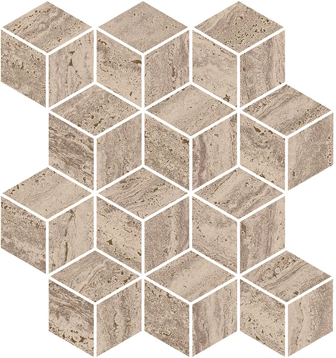 KMD2MSM017BR Декор Про Травертин мозаичный бежевый тёмный матовый обрезной 34,5x37x0,9 Kerama Marazzi
