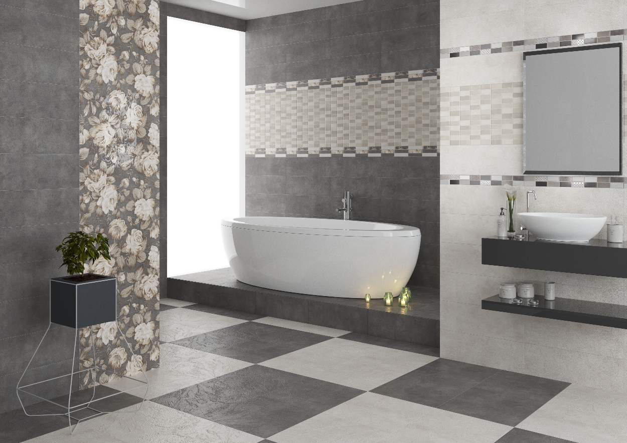 Fiori Grigio Бордюр металлизированный 1506-0101 6,5х60 Lasselsberger