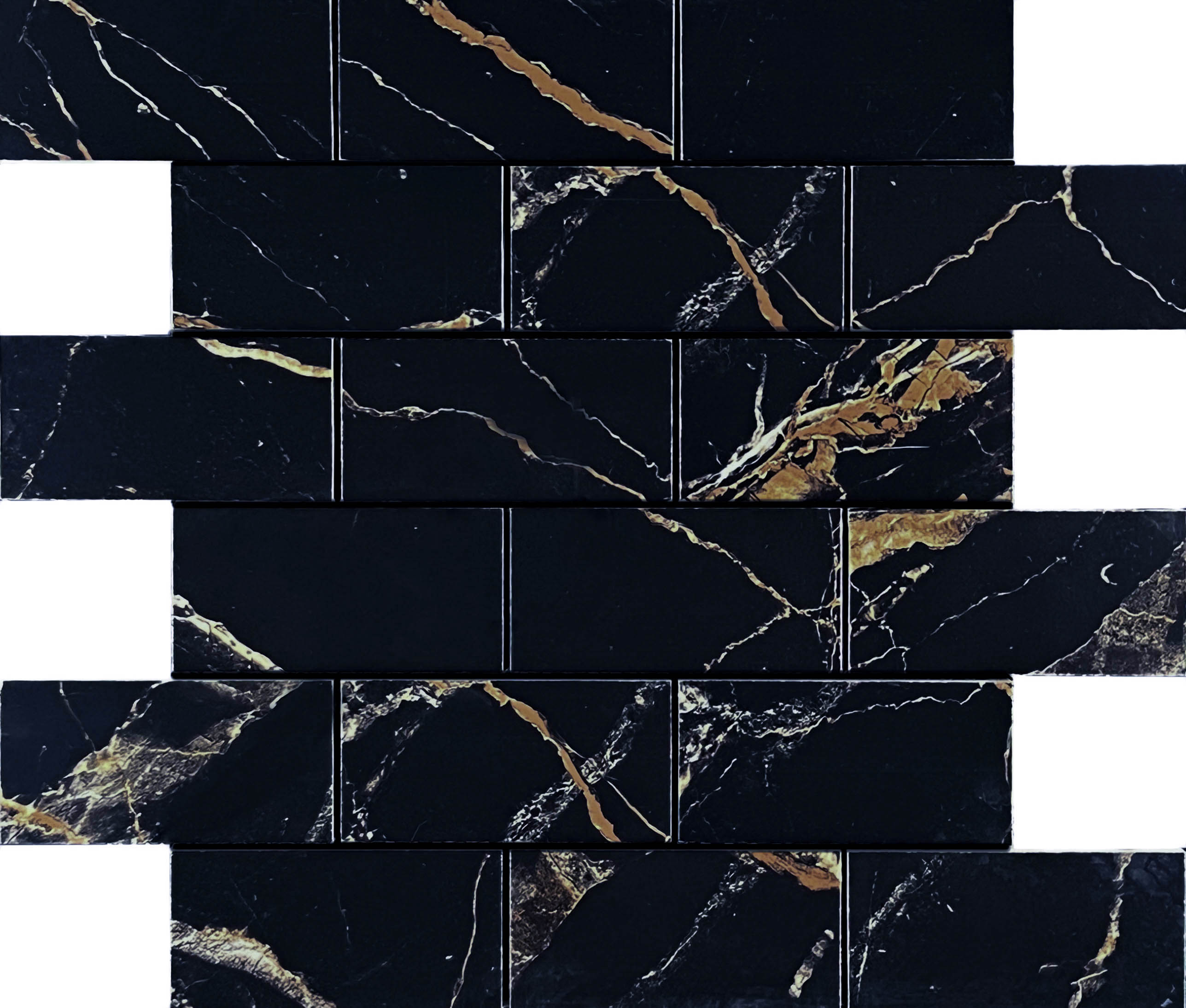 Mosaic Alcantro Nero Brick bone 34.6x29.7 Velsaa