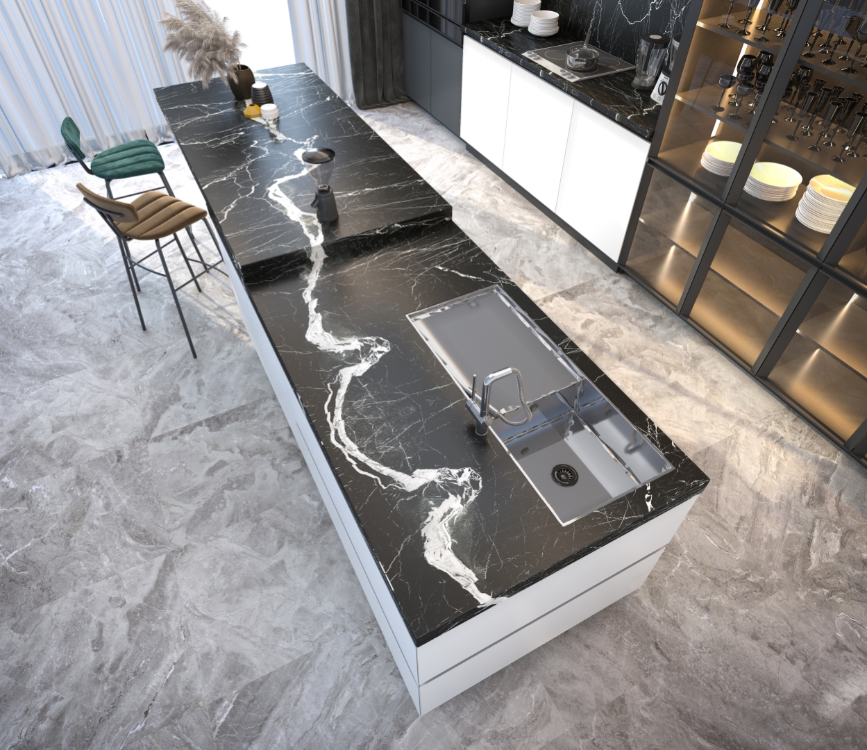 Ararat Lighthing Black Matt Спеченный камень 1200x2700x6 Delfone фото 7