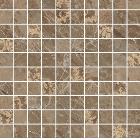 240827 MOSAICS T100 DECORATO MARRONE 29,1x29,1 Versace (Gardenia Orchidea)