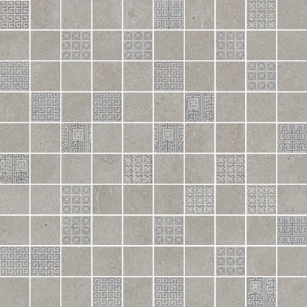 261212 GREEK MOSAICI T100 DECORATO GRIGIO 40x40 Versace (Gardenia Orchidea)