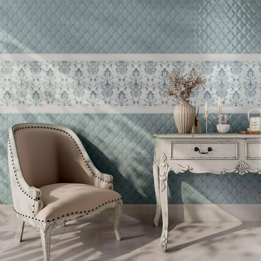 BLE021 Бордюр Багет Браганса голубой матовый 25х5,5 Kerama Marazzi
