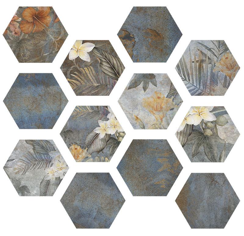 Hibiscus Blue Matt Hexa 23.2x26.7 ITT Ceramic