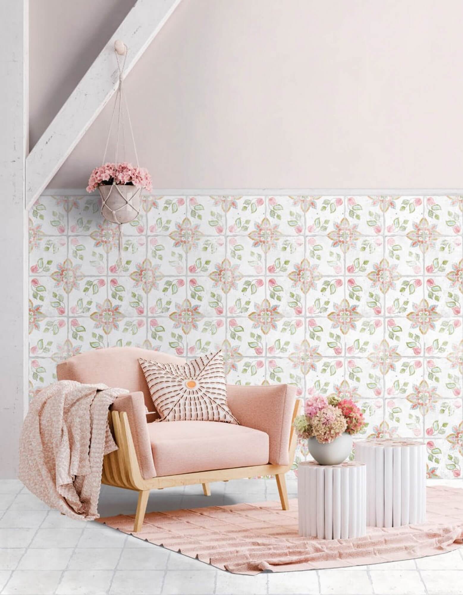 Florentina Lilia White 15x15 Nanda Tiles