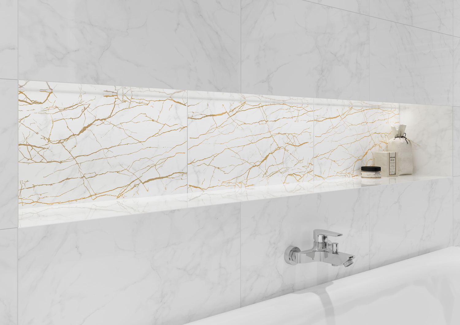 KT2L051DT Calacatta вставка узор белый 29,8x59,8 Cersanit