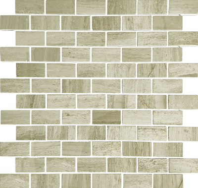 Pietrine Travertino Silver POL 2.3x4.8 29.8x29.8 Caramelle Mosaic