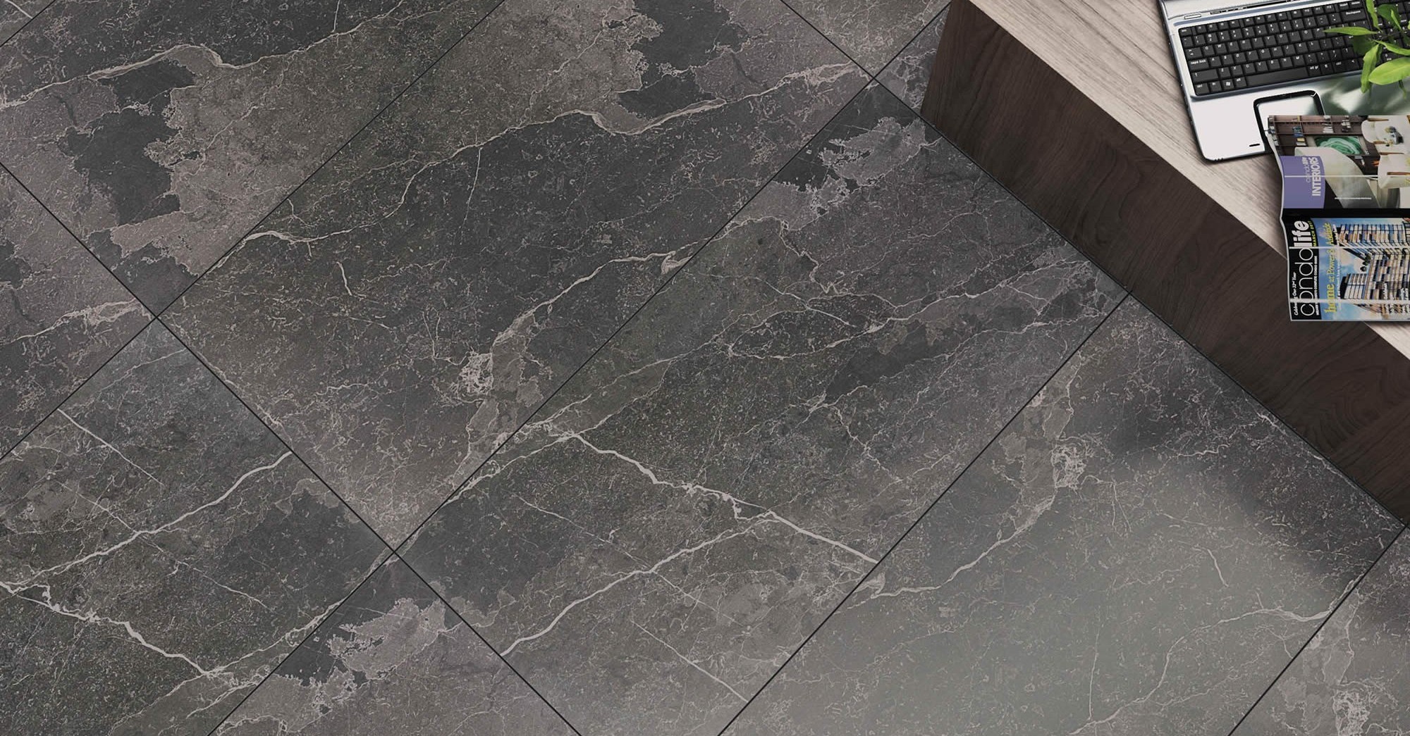 Gemstone Anthracite Lappato Rectified 60x120 Kutahya Seramik