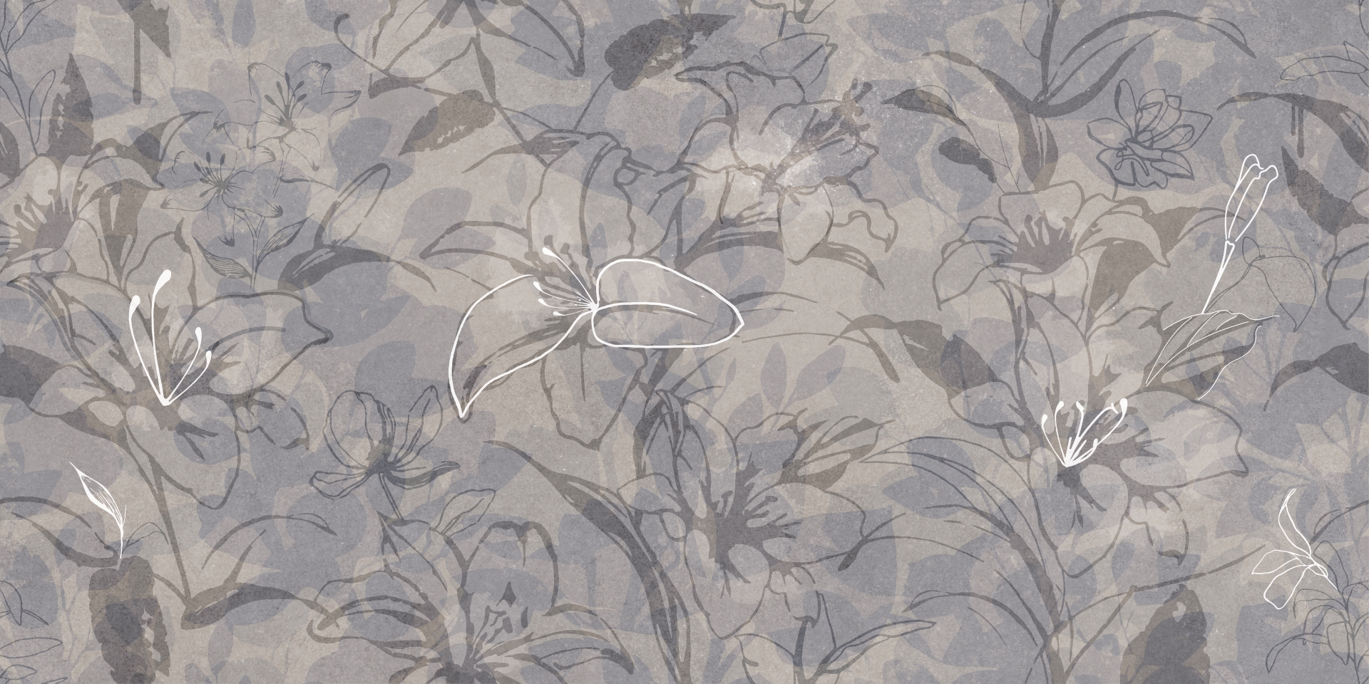 17647 Floresta цветы синий ректификат 60x120 Meissen