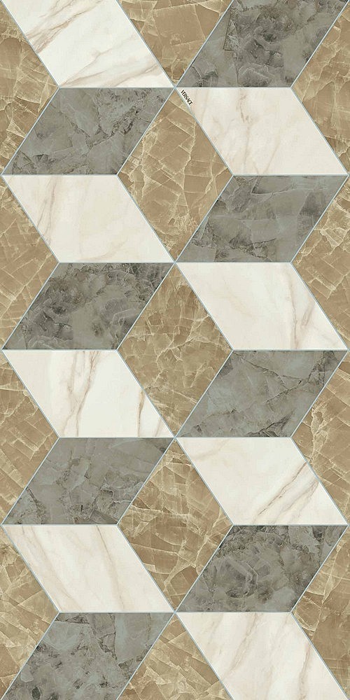 PF60014142 Tarsia Cubical Avorio Deco Lux 3D Rett 60x120 Versace (Gardenia Orchidea)