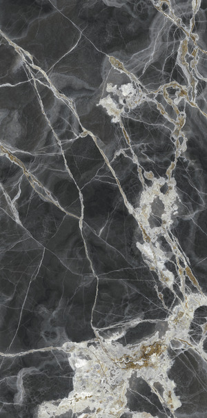 UO6L157679 ONICE NERO Lucidato Shiny 6mm 150x75  Ariostea