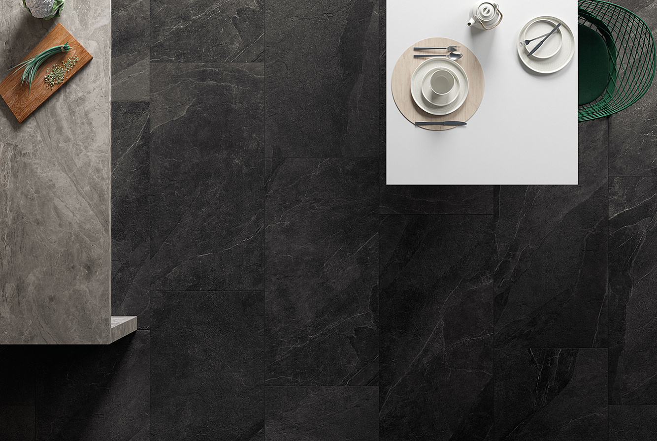 SL05BAR Shale Dark Ribbed Sq 60x120 Italgraniti