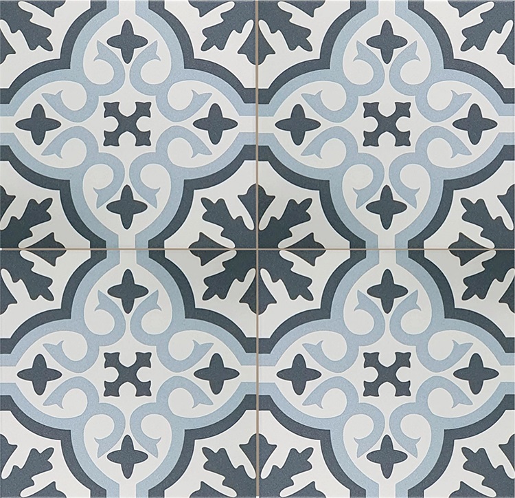 DY44VN0041 VENICE Sky Blue Black Pre-cut 45x45 Etili Seramik