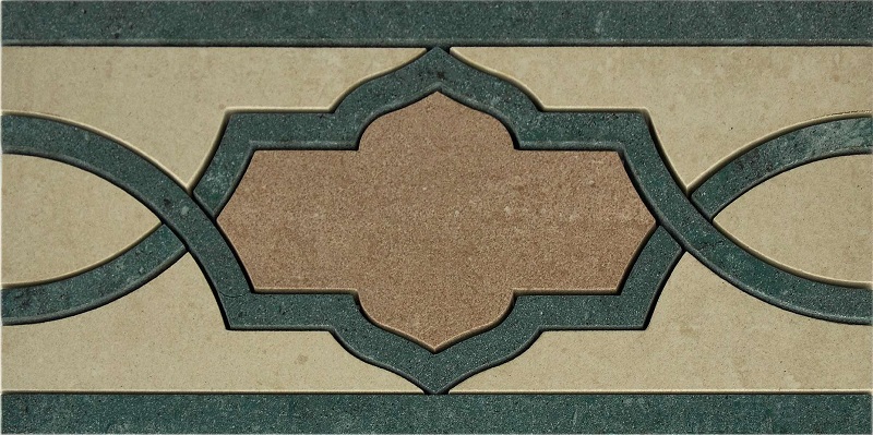 Fascia Rinascimento B Botticino (Botticino, Verde Guatemala, Bronzetto) 15x30 Casalgrande Padana