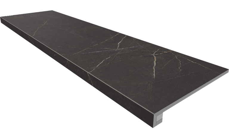 Комплект NL04 Nolana Black (Ступень 33x120 неполированный прямоугольный бортик без насечек + Подступенок 14,5x120) Estima
