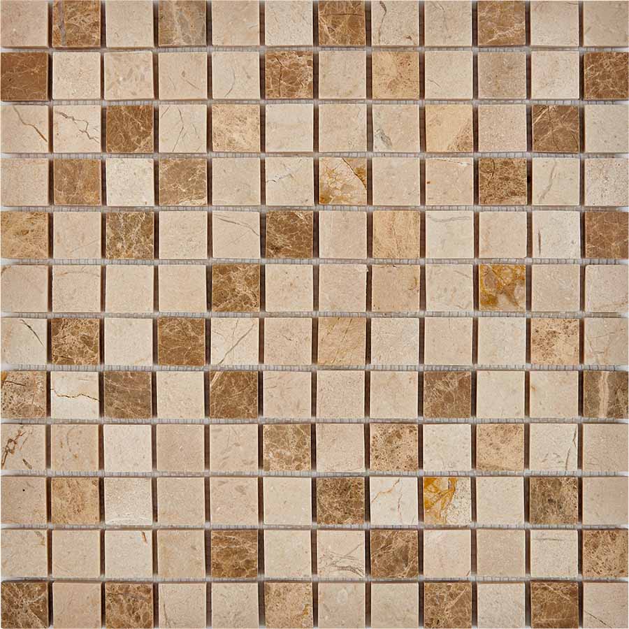 PIX274 Emperador Light, Crema Nova из мрамора полированная 23x23 305х305x6 Pixmosaic