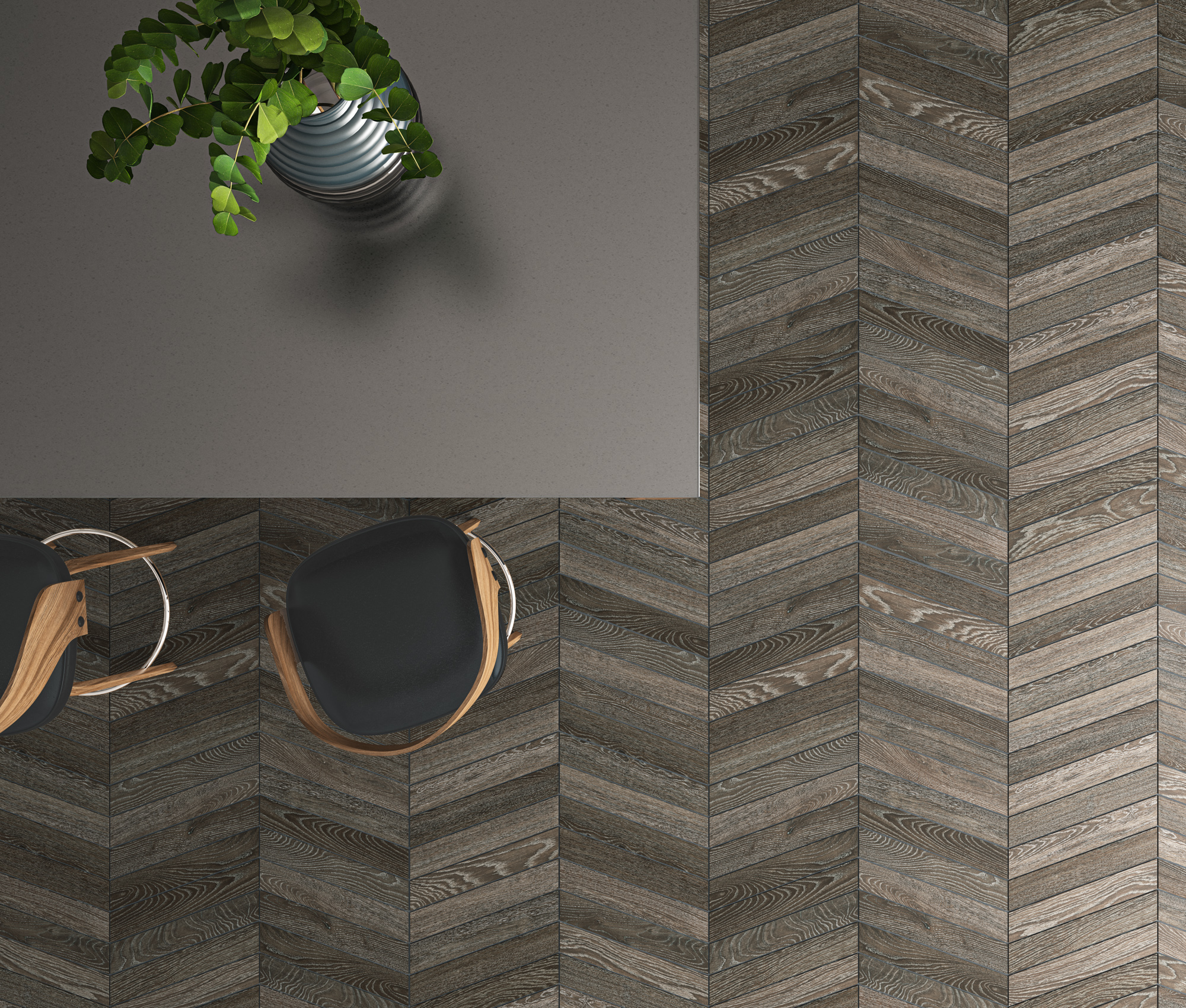 Chevron Ancona Chocolat 8x40 Ecoceramic