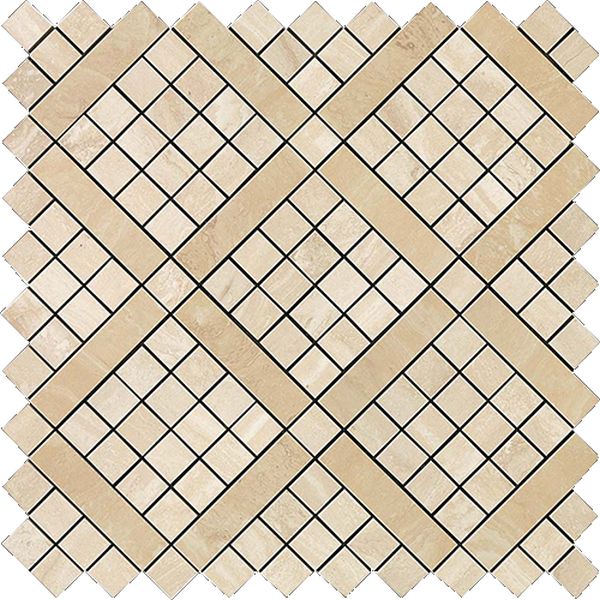 9MVA Marvel Travertino Alabastrino Diagonal Mosaic 30.5x30.5 Atlas Concorde