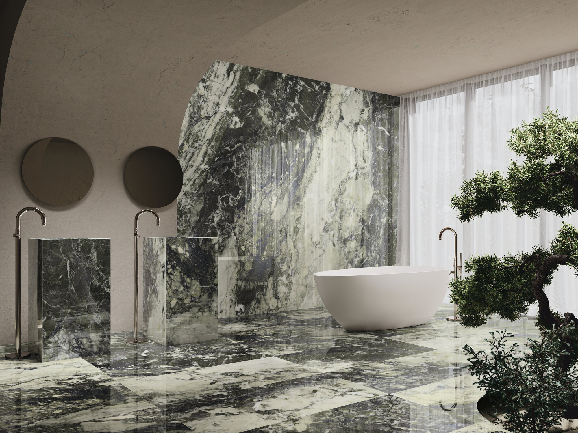 A040954 Breccia Viridi Pol Rect 60x120 Ape Ceramica