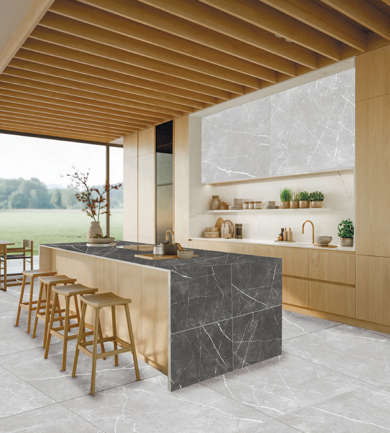 NR0383-M Марбл Лайн Серый темный матовый 600x600x9.5 ProGRES Ceramica фото 7