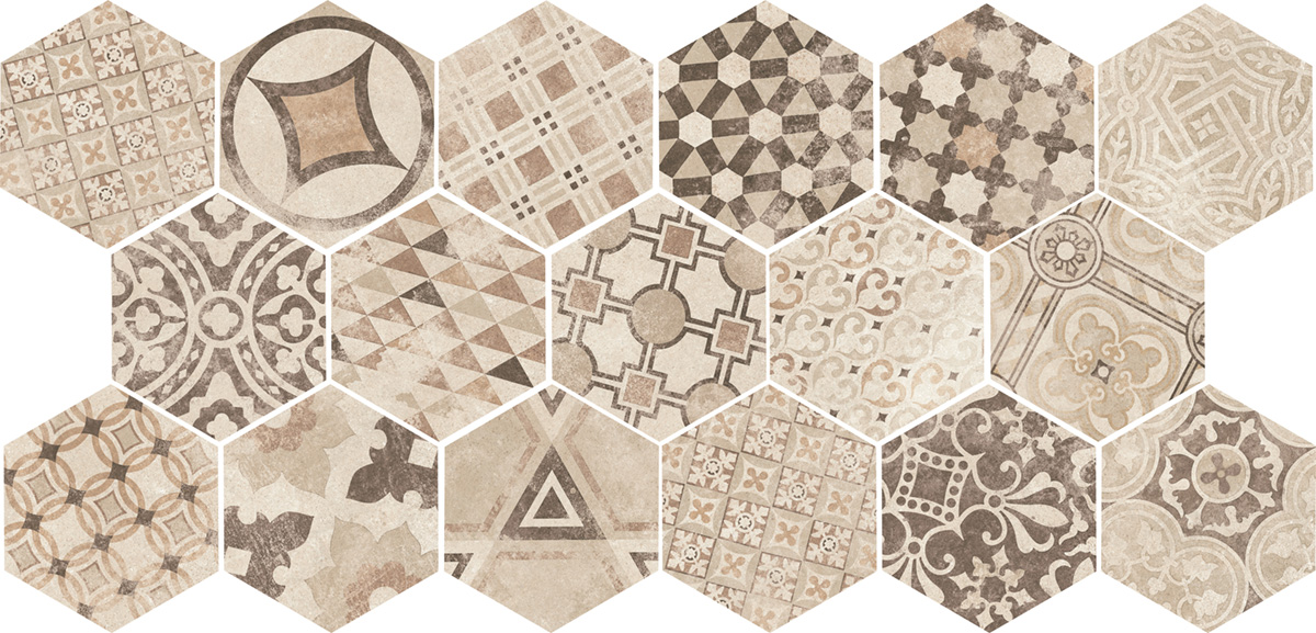 22098 Hexatile Cement Garden Sand 17,5x20 (17 видов паттерна) EQUIPE фото 2