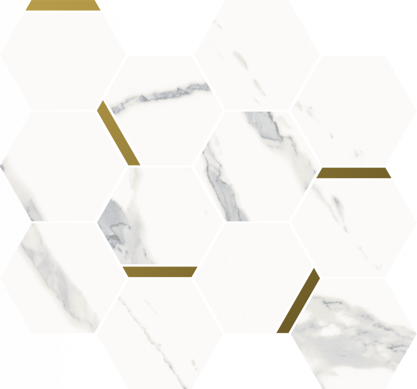 620110000220 Stellaris Statuario White Mosaico Chic Nat 28.3x32.8 Italon