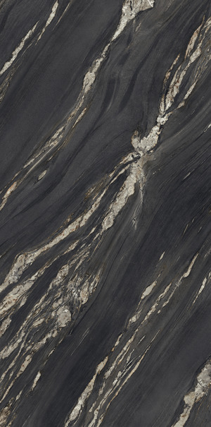 UM6L300674 TROPICAL BLACK Lucidato Shiny 6mm 300x150 Ariostea