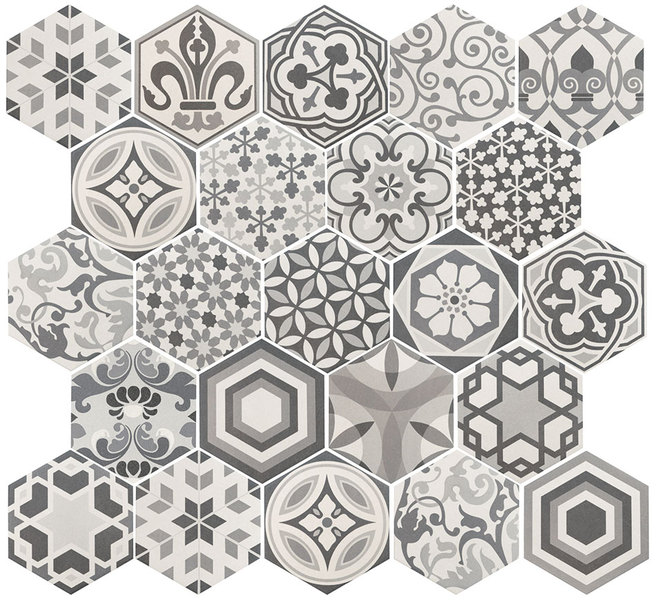 21357 Hexatile Harmony B&W 17,5x20 EQUIPE