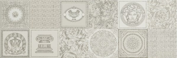 68890 DECORATO BIANCO PATCHWORK PLATINO mix 25x75 Versace (Gardenia Orchidea)