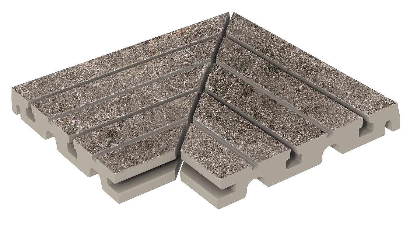 Решетка угол из 2х частей Marble 426 Moca R11 330х330х30 Kerastep